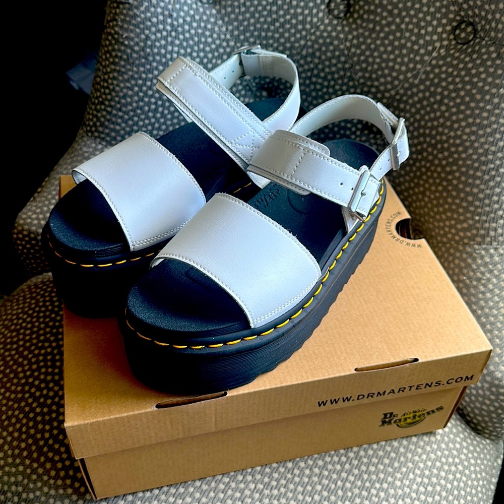 Dr. Martens White Platform Sandals
